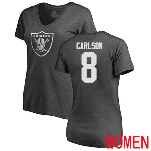 Oakland Raiders Ash Women Daniel Carlson One Color NFL Football #8 T Shirt->women nfl jersey->Women Jersey